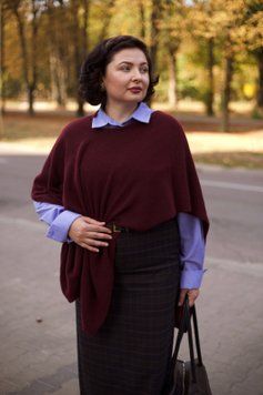 Палантин бордовий 11113 фото